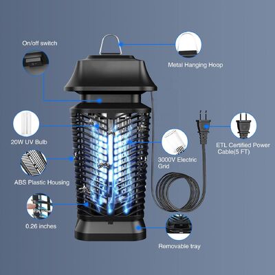 JZ 3000V wasserdicht IPX4 Wirksam Bug Zapper Fruchtfliegen Insekten Anti-Mücken-Killer-Lampe für den Außenbereich fournisseur