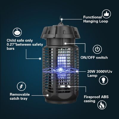 JZ 20W 3000V UV-Licht Kindersicher leicht sauber wasserdicht IPX4 feuerdicht ABS Gehäuse Fliegenfänger Anti-Mückenlampe fournisseur